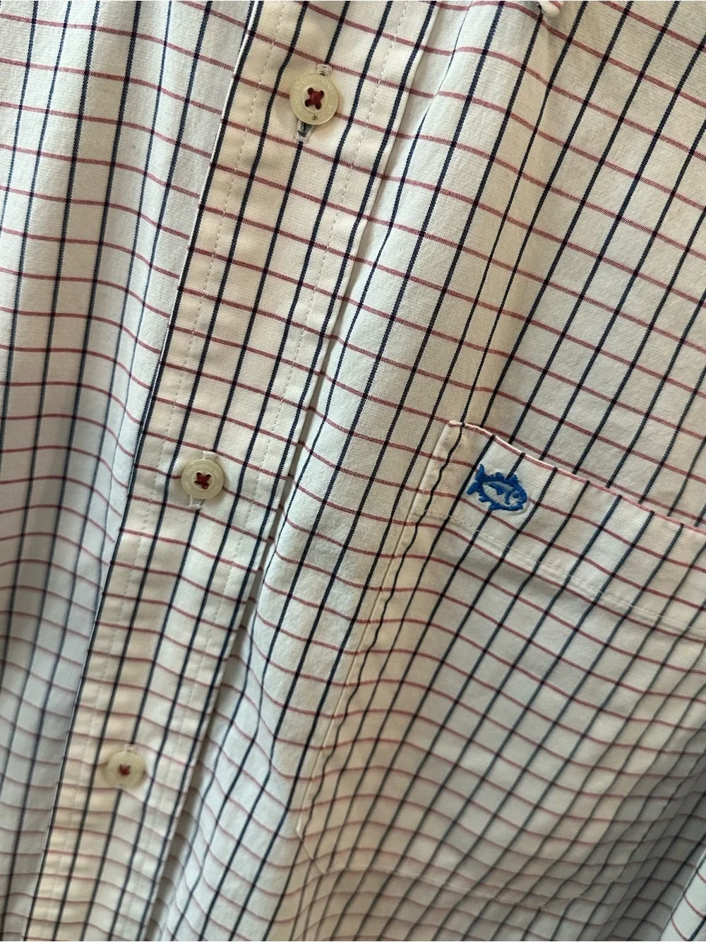 Southern Tide Men's Button-Down Shirt - White with Black Grid